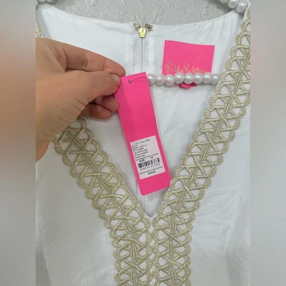 NWT Lilly Pulitzer Arie Stretch Shift Dress - Resort White Palm Paradise Sz 10 - Picture 7 of 11